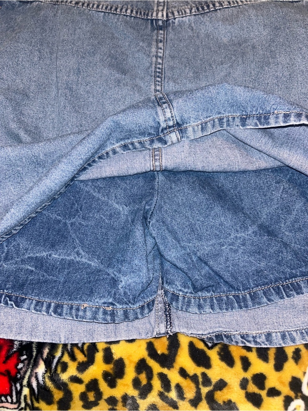 Faded Glory Light Blue Denim Lace-Up Skirt with Embroidered Trim - Picture 4 of 4
